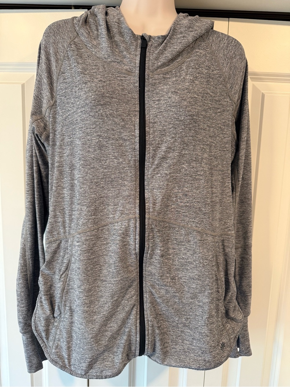 Athleta gray full zipper hoodie jacket hooded medium m